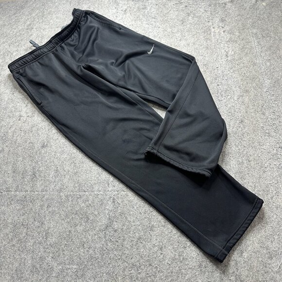 Nike THERMA-FIT Sweatpants Men L Black Fleece 30" Adjustable Leg KO Knockout 126 - Picture 1 of 16
